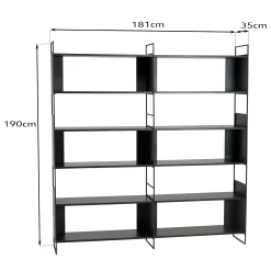 Etagère bois noir et métal 10 niches CORUMBA