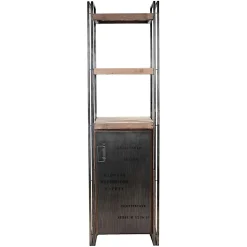 Etagère bois recyclé 3 plateaux 1 porte 60x210 CARAVELLE