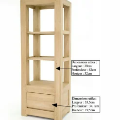Etagère colonne moderne hévéa 146cm OLGA