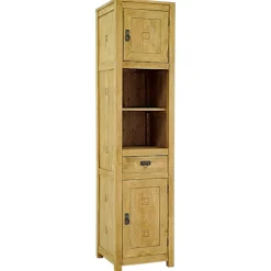 Etagère colonne 2 portes 1 tiroir hévéa H190cm TESSA