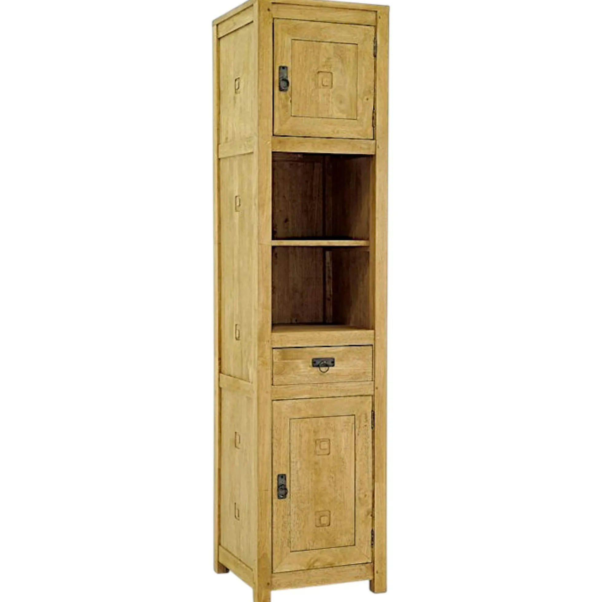 Etagère colonne 2 portes 1 tiroir hévéa H190cm TESSA