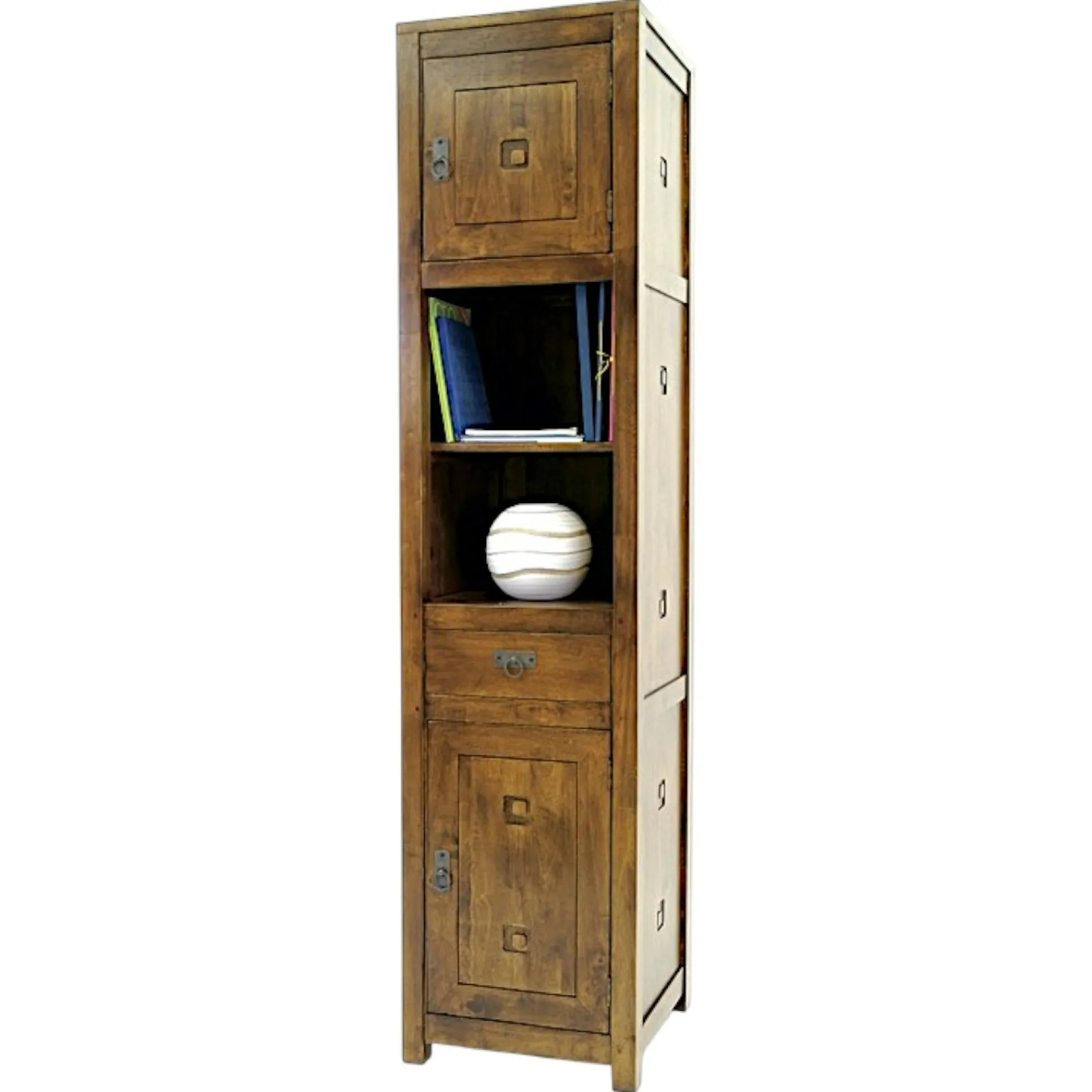 Etagère colonne 2 portes 1 tiroir hévéa H190cm TESSA