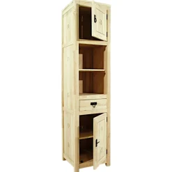 Etagère colonne 2 portes 1 tiroir hévéa H190cm TESSA