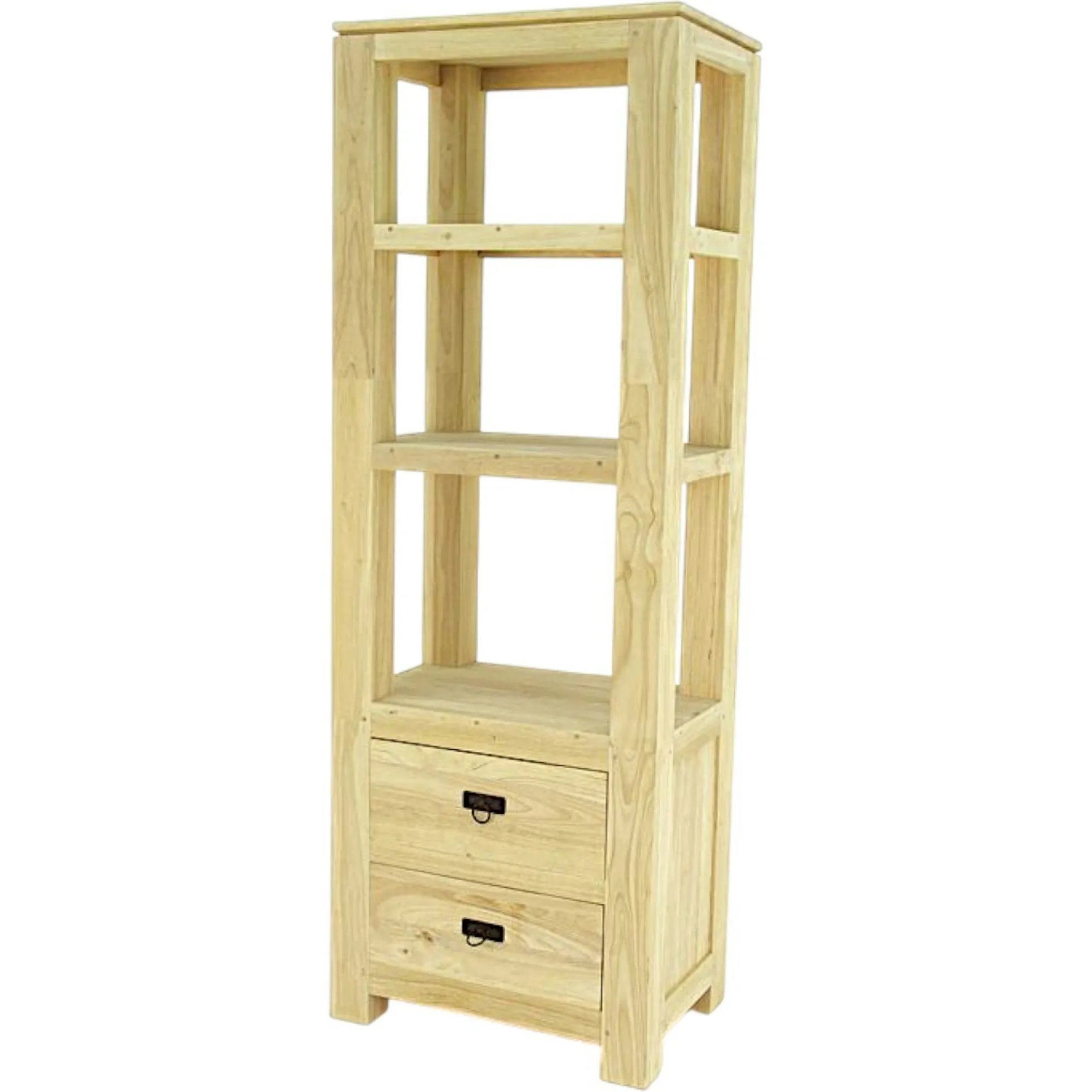 Etagère colonne 2 tirois hévéa massif H170cm HELENA