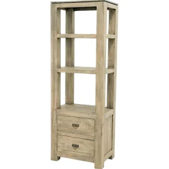 Etagère colonne 2 tirois hévéa massif H170cm HELENA