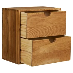 Etagère cube 2 tiroirs bois de chêne 30 cm VARDE