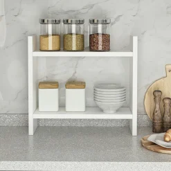 Etagère cuisine blanche à poser - 2 niveaux MARFA