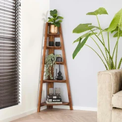 Etagère d'angle en bois d'acacia massif MELBOURNE