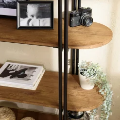 Etagère de rangement en teck et métal 4 niveaux 140 cm SWING