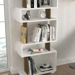 Etagère déstructurée blanche - finition effet noyer MARFA