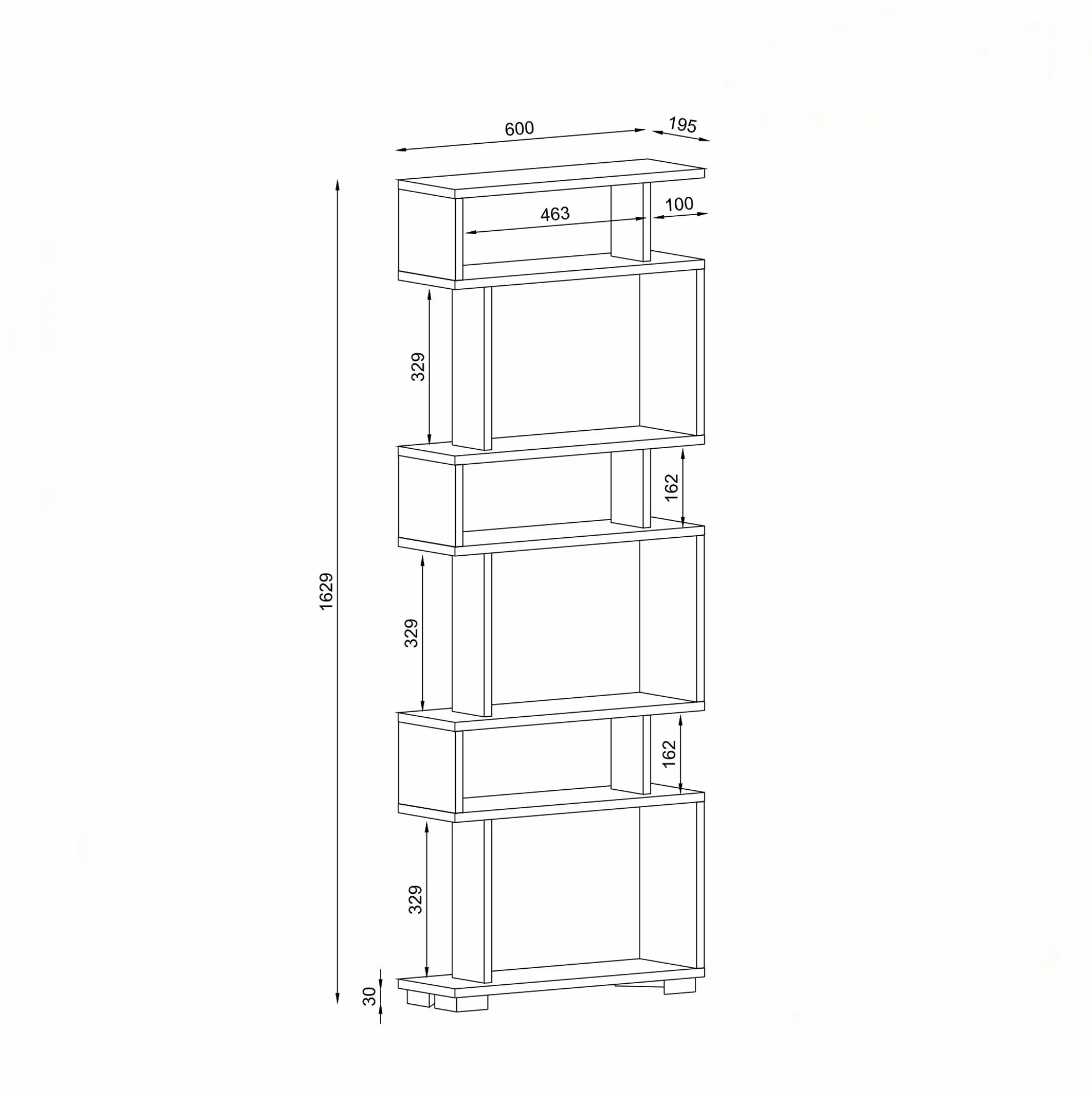 Etagère déstructurée blanche - finition effet noyer MARFA