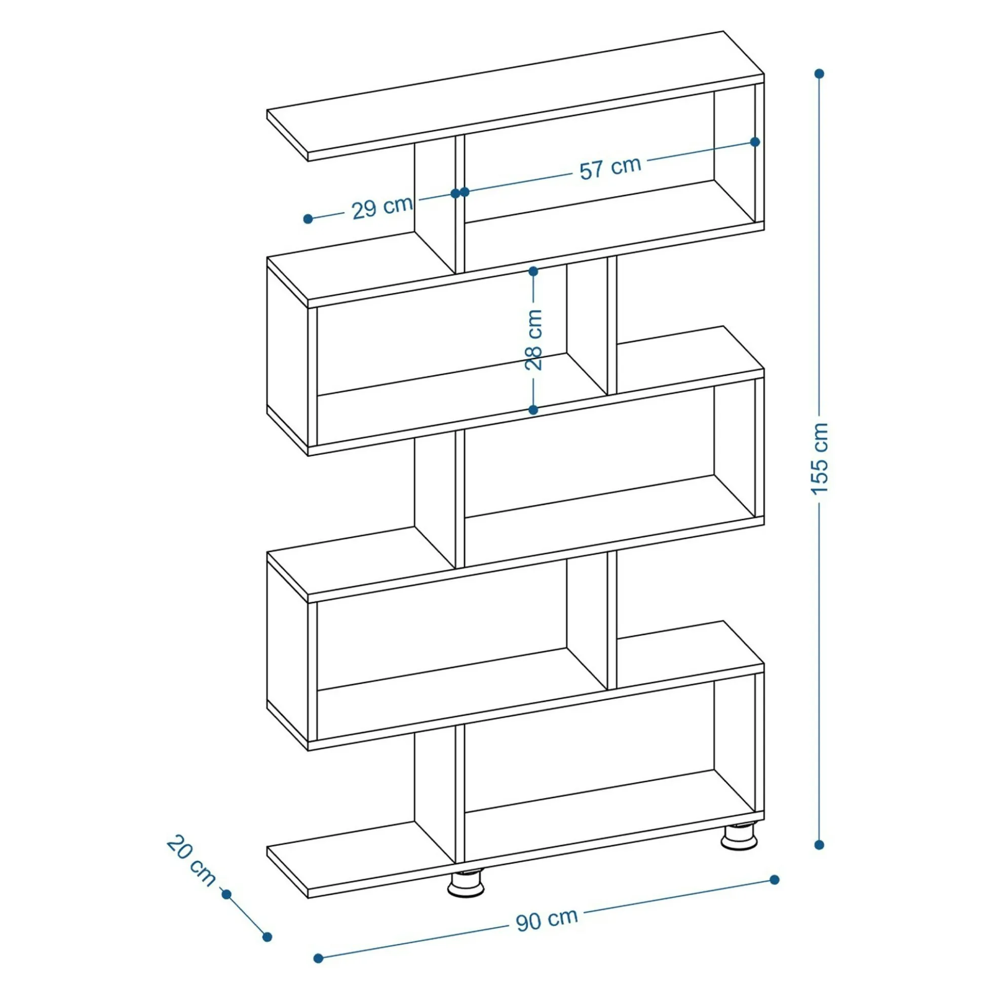 Etagère déstructurée effet bois de noyer - pieds métal JENA
