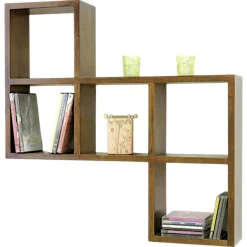 Etagère murale asymétrique hévéa 72x14x72cm MAORI