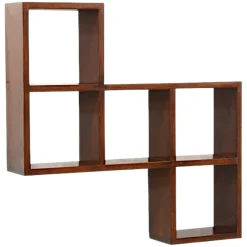 Etagère murale asymétrique hévéa 72x14x72cm MAORI