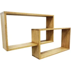 Etagère murale asymétrique hévéa 110x18x60cm MAORI