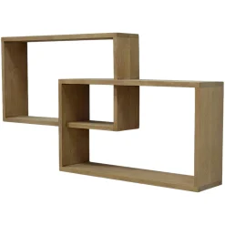 Etagère murale asymétrique hévéa 110x18x60cm MAORI