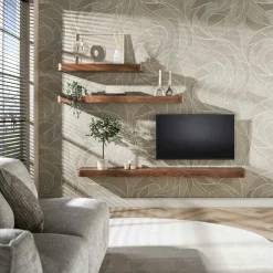 Etagère murale bois foncé plateau épais 100 cm NAKO