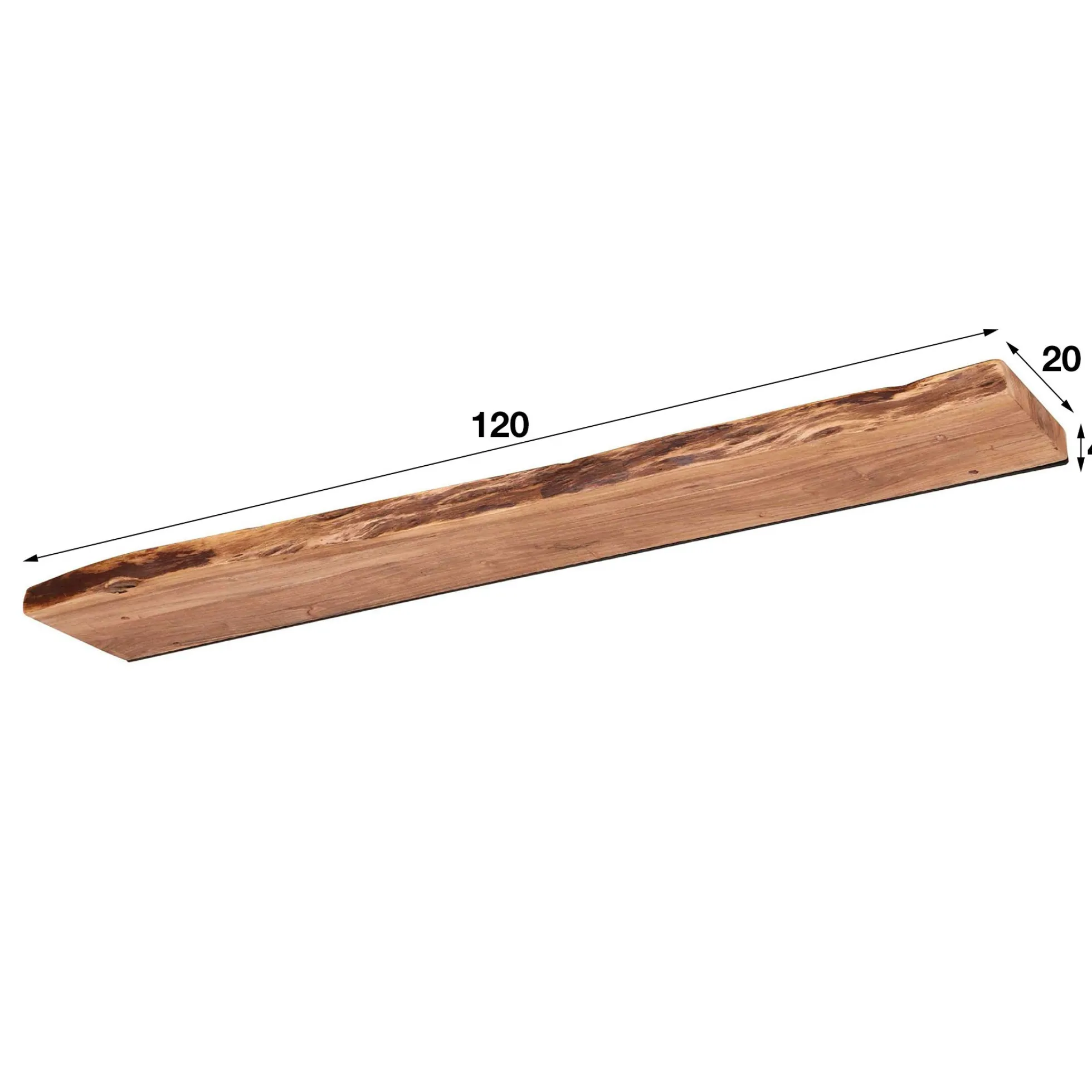 Etagère murale bois massif bordure naturelle 120 cm MELBOURNE