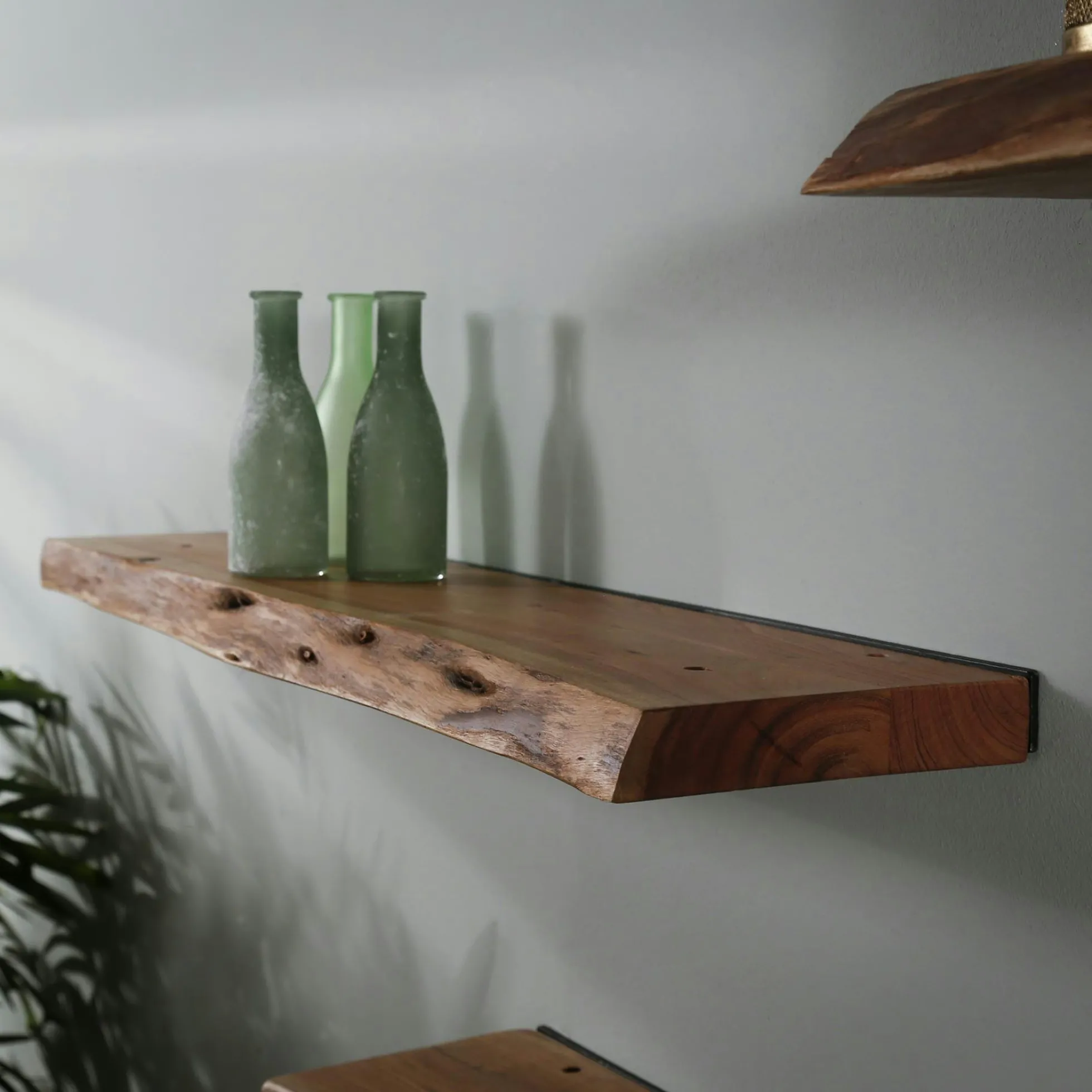Etagère murale bois massif bordure naturelle 90 cm MELBOURNE