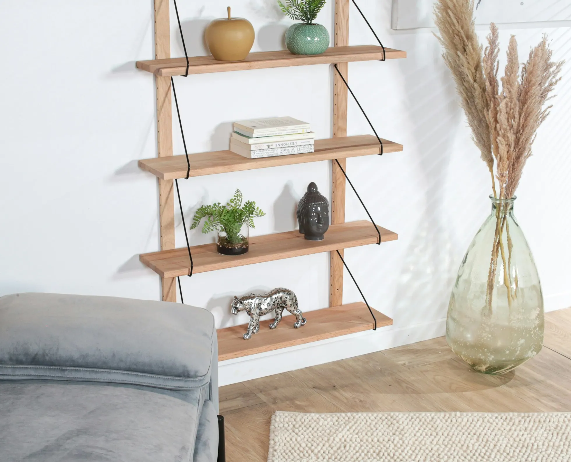 Etagère murale bois massif 6 plateaux (bois blanc) PALERME