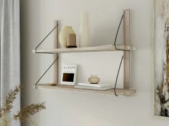 Etagère murale bois massif 2 plateaux (bois blanc) PALERME