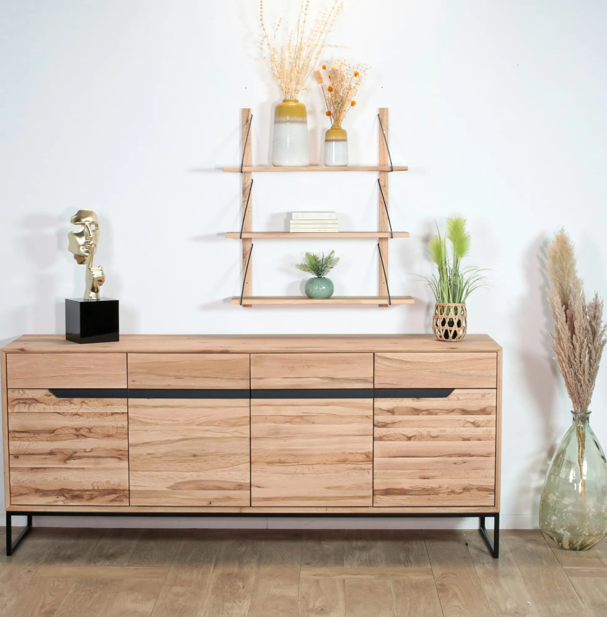 Etagère murale bois massif 3 plateaux (bois blanc) PALERME