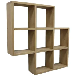 Etagère murale double hévéa 72x14x72cm MAORI