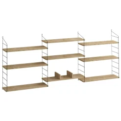 Etagère murale effet chêne clair structure métal noir JENA