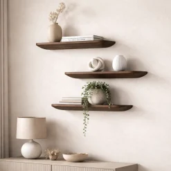 Etagère murale en bois foncé 60 cm (lot de 3) ALMA