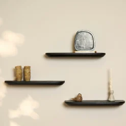 Etagère murale en bois noir 60 cm (lot de 3) ALMA