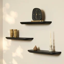 Etagère murale en bois noir 60 cm (lot de 3) ALMA