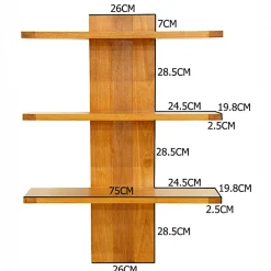 Etagère murale moderne hévéa massif 75cm GALA
