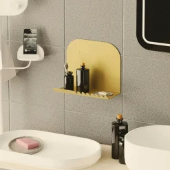 Etagère murale métal doré avec crochets dentelés 28 cm SFAX