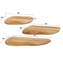 Etagère murale organique en bois d'acacia (lot de 3) MELBOURNE