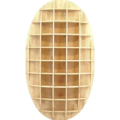 Etagère murale ovale range CD hévéa 150x18x90cmMAORI