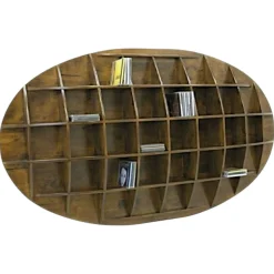Etagère murale ovale range CD hévéa 150x18x90cmMAORI
