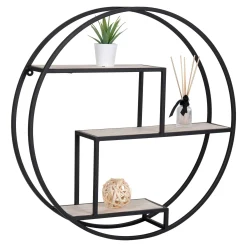 Etagère murale ronde en métal noir Ø62 cm TALLINN