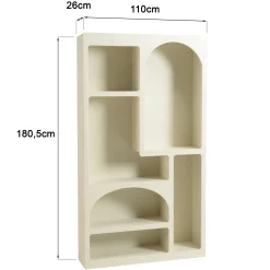 Etagère 6 niches 100x26cm en bois peint couleur beige NELIA