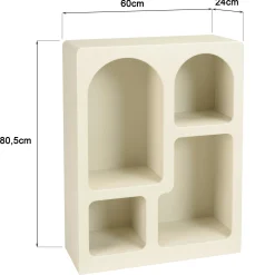 Etagère 4 niches 60x24cm en bois peint couleur beige NELIA