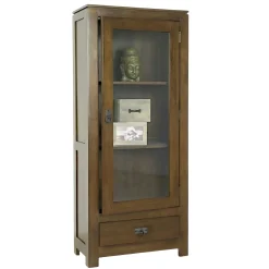 Etagère vitrée hévéa 60x140cm HELENA