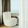 Fauteuil arrondi tissu bouclettes blanc MALMOE