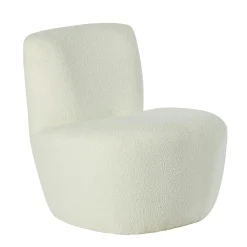 Fauteuil arrondi tissu bouclettes blanc MALMOE