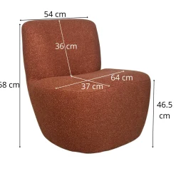 Fauteuil arrondi tissu bouclettes terracotta MALMOE