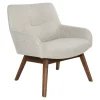 Fauteuil beige sable avec structure en bois de noyer BERLIN
