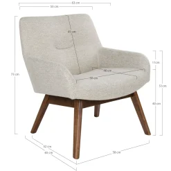 Fauteuil beige sable avec structure en bois de noyer BERLIN