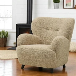 Fauteuil beige taupe en tissu BERLIN