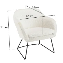 Fauteuil blanc contemporain en tissu bouclette TIM