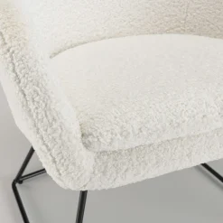 Fauteuil blanc contemporain en tissu bouclette TIM