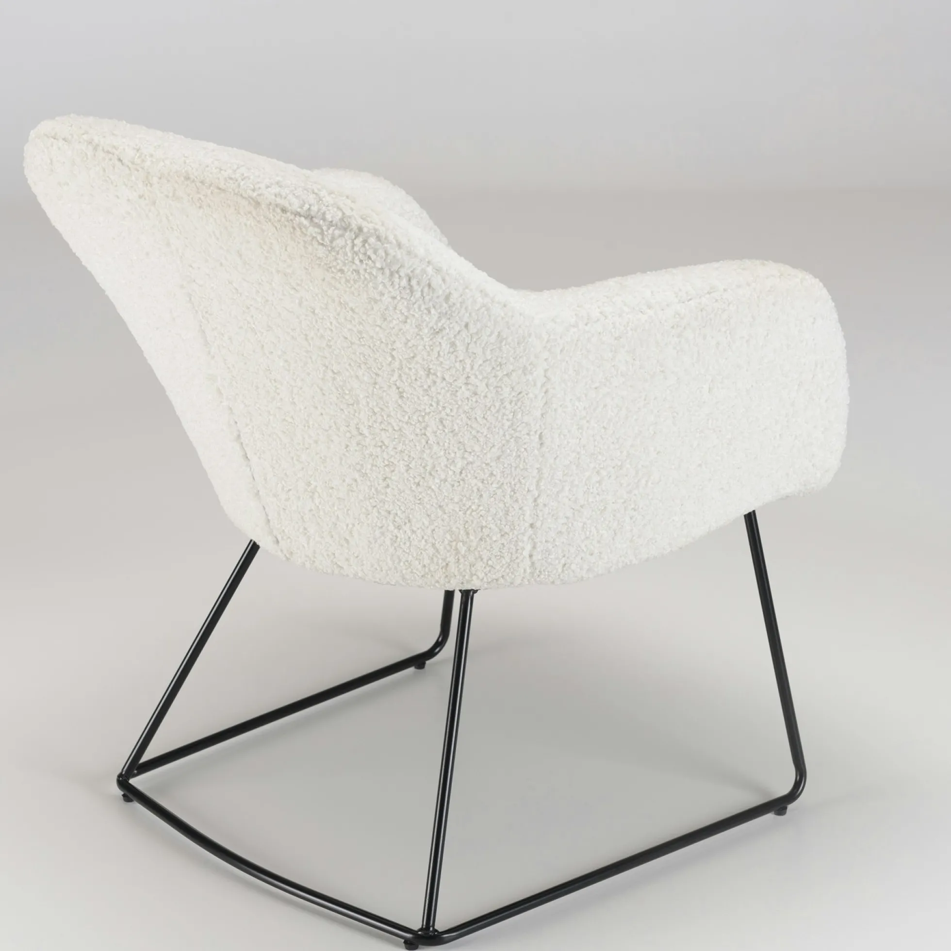 Fauteuil blanc contemporain en tissu bouclette TIM