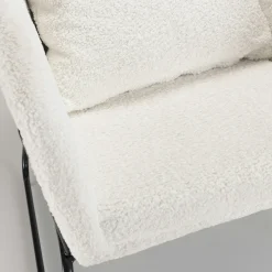 Fauteuil blanc en tissu bouclette TIM